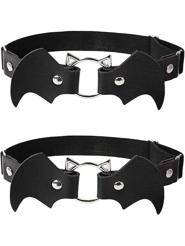 1pc Women Girl Leather Bat Garters Punk Rock Rivet Leg Elastic Garter Suspender