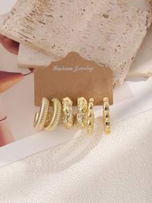 6/18pcs Fashionable Metallic ABS Resin Creative Personalized Women Earring Set, Suitable For Daily Wear, Festivals, As Small Gift For Friends