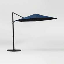10' Round Solid Offset Outdoor Patio Cantilever Umbrella With Black Pole - Threshold