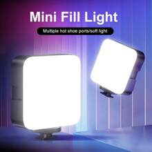 1 set Éclairage doux vidéo portable, Lumière de caméra LED 360° Couleur complète Éclairage de photographie portable, Panneau lumineux gradable 3000-6000K avec trois interfaces à sabot froid, Rechargeable, Convient pour la prise de vue en direct, la vidéoconférence, Vlgo, la photographie, la diffusion en direct - Comprend les accessoires - Noir Convient pour les selfies et la diffusion en direct, la photographie, l'éclairage de selfie pour téléphone