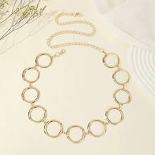 1pc Women Minimalist Round Decor Waist Chain Fall, Autumn, Halloween - Gold - View 2