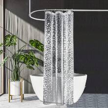 浴帘，3D 鹅卵石 PEVA 塑料浴帘，带索环孔和配件，重型透明防水浴帘衬里浴室装饰秋季装饰浴室配件返校 - 白色 - 查看 15