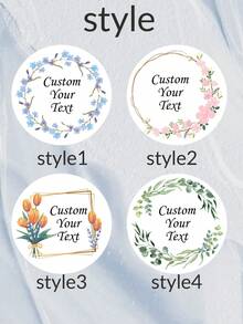 54-540Pcs Custom Text Wreath Stickers,Personalize Wedding Stickers,Customized Text Round Stickers,Customizable Thank You Stickers,Name Label Stickers,Birthday Stickers,Birthday Gifts,Party, Gift Bags/Boxes,Invitation,Elegant,Flower Crown,Perfect Creativity,Various Occasions,Etiquette,Personalized Logo School Supplies,Back To School - Style a - View 2