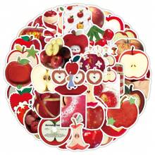 50pcs Apple Style Ins Minimalist Red Decorative Sticker, Creative For Floral Vase, DIY Notebook School Supplies, Back To School