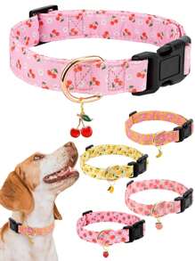1pc Or 2pcs Fruit Patterns Adjustable Soft Dog Collar With A Little Fruit Charm For Small Medium Large Dogs Buckle Summer Spring Pet Collar For Indoor And Outdoor