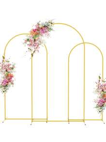 Metal Arch Backdrop Stand, 7.2FT, 6.6FT,6FT Back Drop Arch, Metal Balloon Arch Frame,Easy To Assemble, Gold Arch Stand For Parties, Birthday, Baby Shower(No Cover)