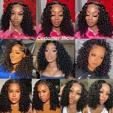 BINF Pixie Curly Hair Bundles Deep Curly Hair Bundles Brazilian Raw Hair Weaving 12-24 Inch Hair Loose Deep Wave Bundles Virgin Human Hair Weave Natural Black - Natural Black - 查看 8