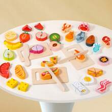 Speelvoedselset - Realistisch speelgoed om groenten en fruit te snijden met keukengereedschap voor verjaardagsfeestjes en vaardigheidsontwikkeling voor kinderen, het bereiden van feestvoedsel