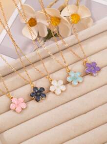 1pc Fashion Personalized Minimalist Floral Pendant Necklace, Suitable For Daily Decoration And Wearing, Makes A Great Gift For Family, Friends, Classmates, And Girls