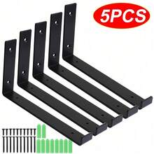 5x Shelf Brackets Rustic Heavy Duty Industrial Scaffold Board Shelf Wall Bracket - Black - View 4