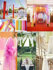 1 mảnh vải Organza bóng trong suốt dùng cho váy Hanfu, váy cưới, quần áo nữ, chất liệu thêu - màu đen - Xem 6