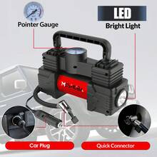 Meshuba 12V 便携式轮胎充气泵带 LED 灯 - 紧凑型空气压缩机，适用于汽车、自行车、摩托车、紧急使用、快速充气和便携 - 有綫 - 查看 4