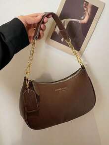 1 PC Brown Lychee-Patterned Portable Commuter Bag, Versatile For Travel Women's Bags,Multifunctional And Large Capacity Fashionable And Casual Large Capacity Portable Zipper Shoulder Bag Underarm Bag,Storage For Travel Cosmetics, Cell Phones, Keys, And Sanitary Napkins,Suitable For Earphones, Chargers, Lipstick, Cosmetics, Perfume, Skin Care And Beauty Products, Student Supplies, Keys, Holiday Gifts - màu nâu - Xem 4