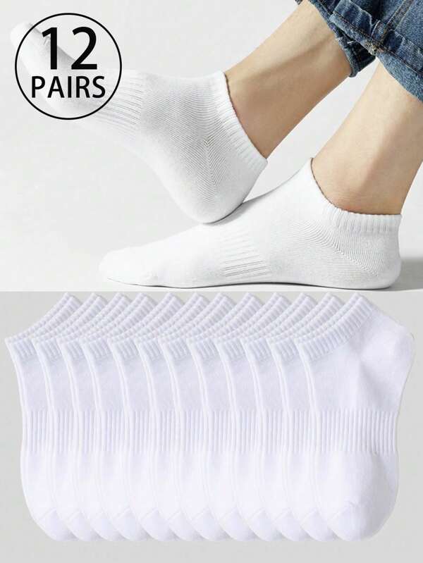 1/3/5/12 Pairs Of Short Socks That Absorb Moisture And Sweat, Summer White Socks, Gray Socks, Black Socks, Fabric Men's Ankle Socks, Crew Sports Socks, Men's Socks, Soft Men's Ankle Socks, Regular Men's Ankle Socks, Daily Socks