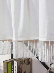 1 Piece Minimalist Solid Color White Pleated Waterfall Edge Kitchen Cabinet Half Curtain, Dust-Proof Decorative Valance
