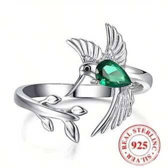 Anello regolabile in argento sterling 925 a forma di colibrì, regalo ipoallergenico per la festa della mamma, adatto sia per uomini che donne