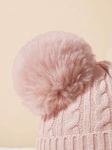 1 pieza Gorro de punto acanalado de hilo de alma para bebés y niños, gorra cálida para otoño e invierno