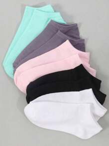 20 Pairs Girls' Plain Color Casual Short Socks, Skin-Friendly Soft Comfortable Breathable