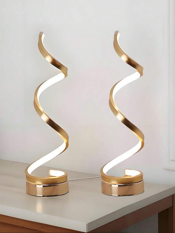 Modern Spiral LED Desk Lamp, Dimmable Bedside Table Lamp With 3 Color Modes For Bedroom, Minimalist Adjustable Spiral Lamp For Living Room, Study, Comes With LED Bulb, Home Decor