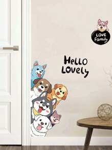 1pc Wall Stickers Cartoon Cute Puppy Stickers 23.6*14.6 Inches Waterproof Dustproof PVC Stickers Materials Removable Wear-Resistant Self-Adhesive Easy-To-Tear Stickers Suitable For Wall Decoration Bedroom Living Room Home Decoration Self-Adhesive Wall Stickers Home Decoration Make Your Life A New Look Holiday Decoration Stickers Birthday Graduation Gifts Room Decor Personalised Stickers