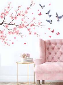 1pc Wall Stickers Tree Branch Bird Cherry Blossom Stickers 23.6*11.8 Inches Waterproof Dustproof PVC Stickers Materials Removable Wear-Resistant Self-Adhesive Easy-To-Tear Stickers Suitable For Wall Decoration Bedroom Living Room Home Decoration Self-Adhesive Wall Stickers Home Decoration Make Your Life A New Look Holiday Decoration Stickers Birthday Graduation Gifts