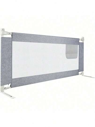 VA-Cerulean Bed Rail Fall Protection, Height Adjustable, With Double Lock & Belt, Protective Railing For Beds, Grey