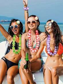 Bộ 14/28 vòng cổ vòng hoa Hawaii và kẹp tóc hoa Hawaii, đồ trang trí tiệc nhiệt đới Hawaii, kẹp tóc hoa sứ, băng đô tiệc chủ đề hoa Hawaii nhiệt đới, đồ trang trí tiệc cưới bãi biển, đồ dùng tiệc, vòng hoa, băng đô, đồ trang trí tiệc cưới bãi biển, đồ trang trí tiệc sinh nhật (màu ngẫu nhiên) - Nhiều màu - Xem 3
