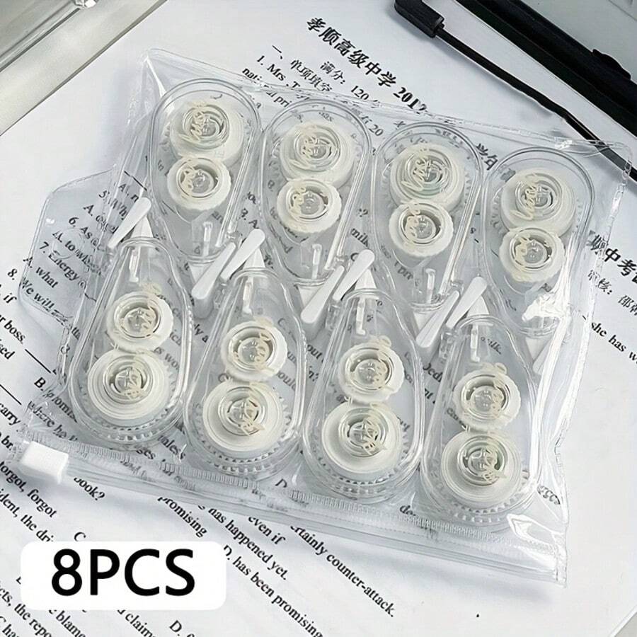 8 Rolls Transparent Mini Correction Tape - Cute Portable Student Size, Smooth And Easy To Erase, Suitable For Note-Taking, Exams And Correcting Errors Anytime, Anywhere - Compact Design, Fits In Pocket Or Pencil Case, Exam Stationery, Fun Stationery, Smooth Application, Learning Supplies, Back To School Essential