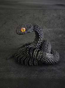 Coil Snake Statue - 3D Printed Soft Poseable Snake Toy, Bionic Animal Model Design, Home Decor, Stress Relief Toy, Sensory Toy, Teens Toy, Glowing Toy (Random Eye Color)