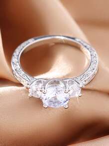 1pc Elegant Zirconia Ring, Luxury Women's Engagement & Proposal Ring, Exquisite Accessory