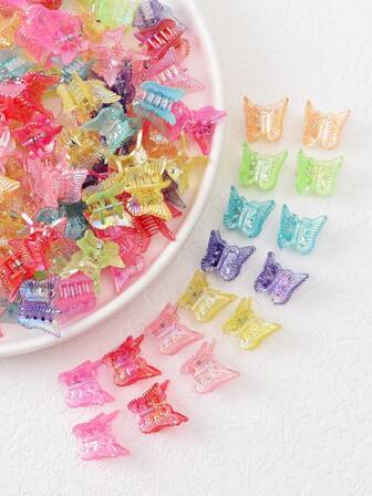 30 件女孩彩色蝴蝶爪夹，小爪子用于刘海、辫子、装饰发夹，适合度假