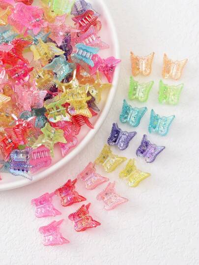 30 peças de presilhas coloridas de borboleta para meninas, garras pequenas para franjas, tranças, presilhas de cabelo decorativas adequadas para férias