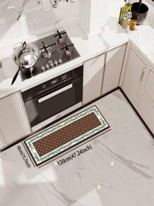 1 pezzo Tappetino da cucina in diatomite, con motivo a rombi verdi e marroni, design a grano, stile minimalista di lusso, che allevia la fatica in cucina, impermeabile e resistente allo sporco, spessore 3mm, personalizzabile, tappetino in silicone morbido e confortevole, con strato superiore in tessuto, strato intermedio in spugna e strato inferiore in gomma, adatto per cucina, bagno, ingresso, lavanderia