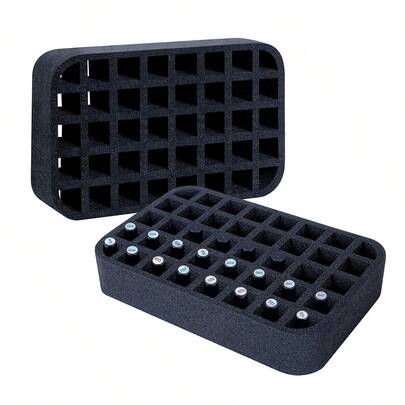 UOZL 30/40/42/60 khe, có lớp đệm mút, vách ngăn đáy có thể tháo rời, có thể chứa 30/40/42/60 chai sơn móng tay hoặc tinh dầu 15ml (0.5oz) (không tính đáy)
