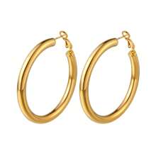 2 pièces de grands anneaux classiques en acier inoxydable, disponibles en plusieurs tailles, convenant aux femmes, idéaux pour les fêtes, le shopping et les voyages