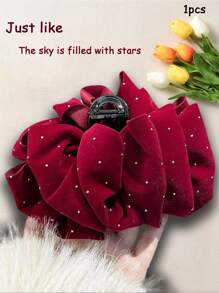 1 pièce Épingle à cheveux pour femme en bordeaux élégante et de haute qualité avec décoration de strass scintillante, grand papillon, accessoire capillaire convenant pour une fête, un banquet, une décoration brillante, une sortie, une tenue décontractée. Accessoire de tenue d'été, accessoires capillaires élégants, pinces à cheveux mode femme