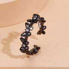 1pc Copper Material Butterfly Design Rhinestone Adjustable Ring For Women, Fashion & Unique - Yellow Gold - View 4