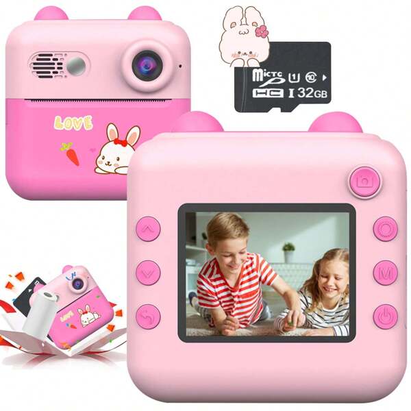 Kinder Sofortbild-Kamera mit 1080P HD Video & Selfie-Funktion, vielfältige Foto-Filter, Geschenk für Kindergeburtstag für Jungen & Mädchen 3-10 Jahre, inklusive 32GB Speicherkarte
