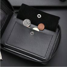 1 件黑色 PU 皮革拉链钱包男士大容量零钱包带多个卡槽适合商务办公室日常使用礼物送给父亲丈夫朋友钱包迷你钱包钱包男士钱包皮革小钱包