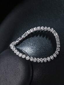 1 件优雅时尚圆形锆石手链，百搭珠宝配饰，适合女性日常佩戴或参加派对