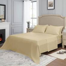 Sheet Set, Luxury 1800TC Double Brushed Microfiber Bed Sheets Size Bed, Soft, Deep Pocket, Shrinkage And Fade Resistant, 4PC (), Holiday Bedding - Cream - 查看 5