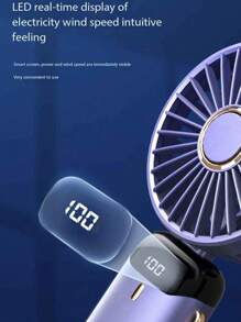 1 pieza Mini ventilador de mano USB unisex, esencial de verano, a juego de colores, de pie, plegable, de 5 aspas, 5 velocidades, silencioso, con indicador de batería, adecuado para exteriores, camping, viajes, playa, deportes, oficina, escuela, fiestas en la piscina, uso diario