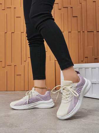 Breathable Mesh Women's Casual Sneakers, 2025 Summer New Design Soft Bottom Shock-Absorbing Running Shoes