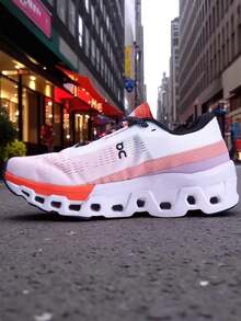 tenis bicolor naranja blanco on suspension confort fasion clou agujeros moda runner en caja - Naranja Quemada - Ver 2