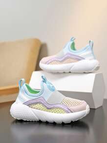 Zapatillas para niños de primavera/otoño, con diseño de malla individual ligero y con cierre deslizante, transpirable y cómoda con puntera anti-colisión, adecuada para uso diario y deportivo