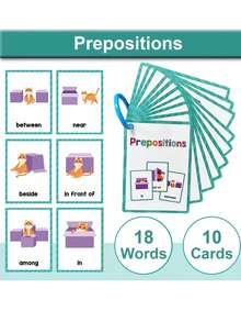 English Preposition Flash Cards - Children's Early English Learning Word Cards