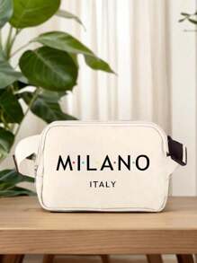 1 peça Mini bolsa transversal com estampa italiana Milano, alça ajustável, pochete com estampa italiana, pochete pequena de nylon, bolsa de armazenamento à prova d'água para esportes e fitness, bolsa transversal multifuncional, bolsa de cintura pequena, bolsa de cintura pequena com alça de ombro ajustável, adequada para compras, viagens, esportes, a melhor escolha para presente (4 cores para escolher)