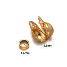 100 Stücke/Los Edelstahl Quetschperlen Kappen Knoten-Abdeckungen Muschel Umklapp-Perlen-Kappen mit Endkappen für Schmuckherstellung Kunsthandwerk DIY