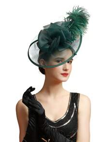 1pc Women Girl Fascinator Hat Back To School Hair Alice Headband Hairpin Mesh Bow Hat Artificial Feathers Cocktail Wedding Kentucky Derby Tea Party Accessories Hat Bride Headwear, School Stuff, Gifts