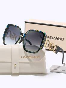 LINFEMAND Extra Large Square Decorative Fashion Fashion Glasses For Women, Brand Designer Designed For Summer, Holiday Gift - Multicolor - View 6